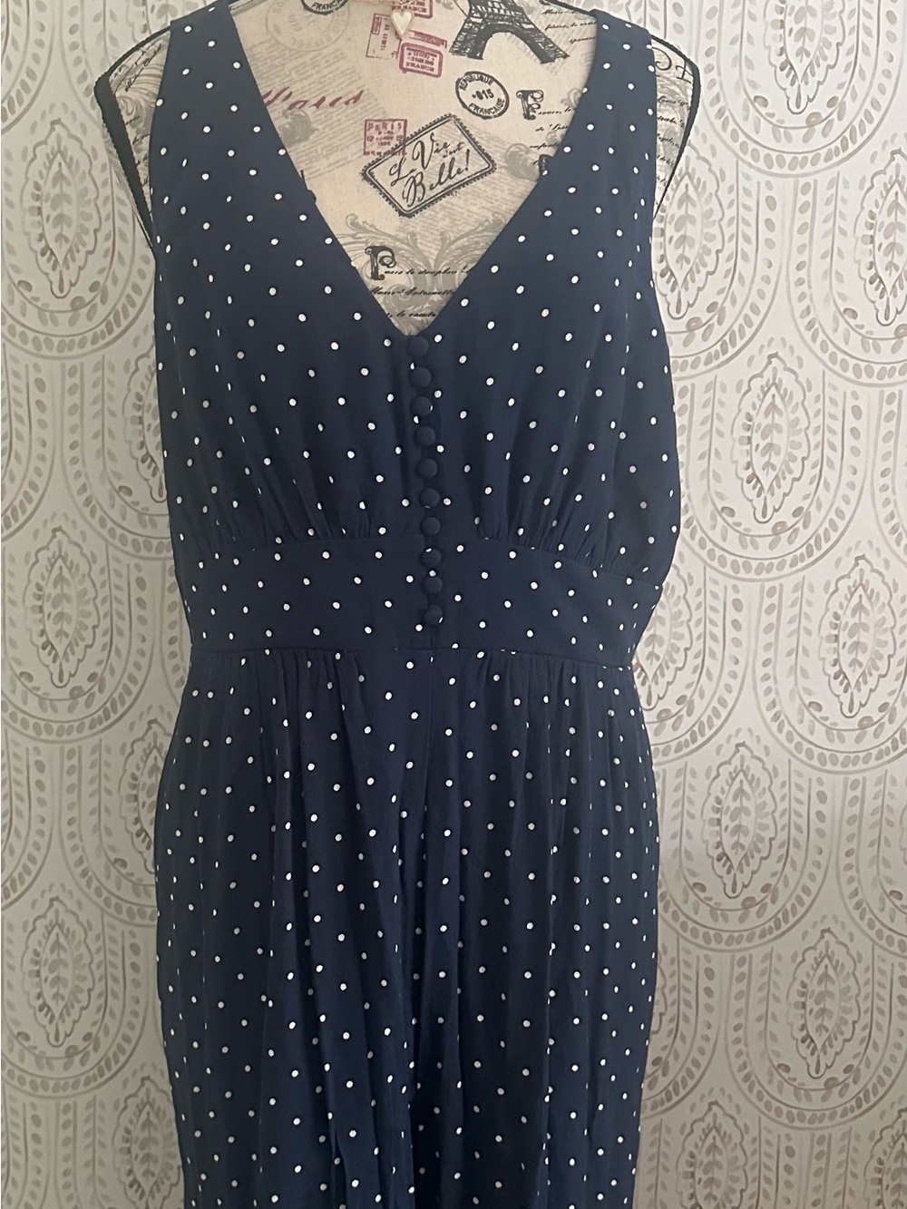 Madewell Navy and White Polka Dot Jumpsuit